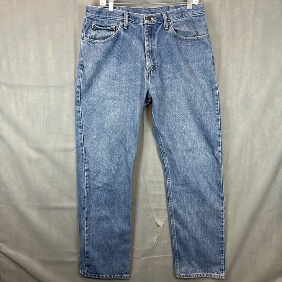 Wrangler Mens (96501DS) Premium Quality Regular Fit Blue Jeans Size 36x32 Faded - Picture 1 of 7